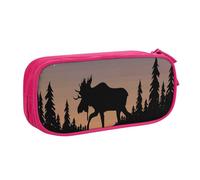 HAHAFU Deer Mountain Pine Tree Wilderness Double Layer Large Capacity Pencil Case, Full Print Oxford-Cloth Pencil Pouch with Multiple Compartments,Customizable Smooth Zipper Stationery Bag