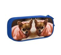 HAHAFU Depressed Chihuahua Double Layer Large Capacity Pencil Case,Print Oxford-Cloth Pencil Pouch with Multiple Compartments
