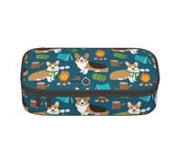 HAHAFU Dog Durable Large Capacity Pencil Case with Multiple Compartments,Print Water-Resistant Polyester School Supplies Organizer (Square Design)