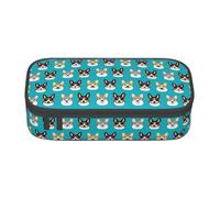HAHAFU Dog Durable Large Capacity Pencil Case with Multiple Compartments,Print Water-Resistant Polyester School Supplies Organizer (Square Design)