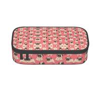 HAHAFU Dog Durable Large Capacity Pencil Case with Multiple Compartments,Print Water-Resistant Polyester School Supplies Organizer (Square Design)