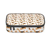 HAHAFU Dog Durable Large Capacity Pencil Case with Multiple Compartments,Print Water-Resistant Polyester School Supplies Organizer (Square Design)