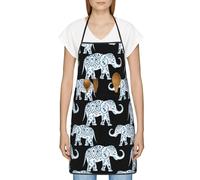 HAHAFU Elephant Chef Apron For Women Men,Print Polyester Work Cooking Aprons With Adjustable Strap And Large Pocket