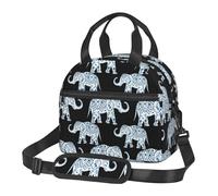 HAHAFU Elephant Lunch Bags for Women Men,Print Insulated Leak-Proof Lunch Bag with Adjustable Long Shoulder Strap