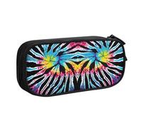 HAHAFU Exotic Tribe Tie Dye Style Double Layer Large Capacity Pencil Case,Print Oxford-Cloth Pencil Pouch with Multiple Compartments