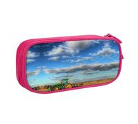 HAHAFU Fantasy Farm Tractor Double Layer Large Capacity Pencil Case, Full Print Oxford-Cloth Pencil Pouch with Multiple Compartments,Customizable Smooth Zipper Stationery Bag