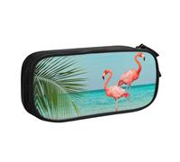 HAHAFU Flamingo in Water Double Layer Large Capacity Pencil Case, Full Print Oxford-Cloth Pencil Pouch with Multiple Compartments,Customizable Smooth Zipper Stationery Bag