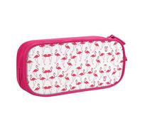 HAHAFU Flamingo Pattern Double Layer Large Capacity Pencil Case, Full Print Oxford-Cloth Pencil Pouch with Multiple Compartments