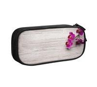 HAHAFU Flower Wooden Double Layer Large Capacity Pencil Case, Full Print Oxford-Cloth Pencil Pouch with Multiple Compartments