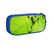 HAHAFU Frog Leaves Double Layer Large Capacity Pencil Case, Full Print Oxford-Cloth Pencil Pouch with Multiple Compartments,Customizable Smooth Zipper Stationery Bag