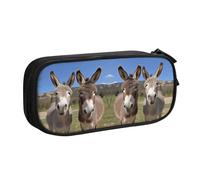 HAHAFU Funny Donkeys Double Layer Large Capacity Pencil Case,Print Oxford-Cloth Pencil Pouch with Multiple Compartments