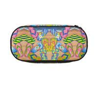 HAHAFU Funny Flip Flops Slippers Art Double Zipper Pencil Case Makeup Bag,Large Capacity Crush-Resistant Polyester OrganizerFor School Office Travel