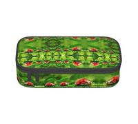 HAHAFU Funny Ladybug Holding Umbrellas Durable Large Capacity Pencil Case with Multiple Compartments,Print Water-Resistant Polyester School Supplies Organizer (Square Design)