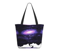 HAHAFU Galaxy Space Art Women'S Large Shopping Tote Bag, Lightweight Durable Polyester Tote With All-Over Print,Foam Padded For Protection