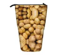 HAHAFU Garden Potatoes Telescopic Pencil Case, Oxford-Cloth Adjustable Pencil Pouch with Zipper, Multi-Functional Portable Stationery Bag for School Office