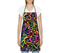HAHAFU Gay Pride Rainbow Chef Apron For Women Men,Print Polyester Work Cooking Aprons With Adjustable Strap And Large Pocket