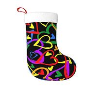 HAHAFU Gay Pride Rainbow Christmas Stocking Personalised Print Fluffy Hanging Socks Ornaments For Christmas Decorations 17.7 Inch
