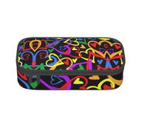 HAHAFU Gay Pride Rainbow Durable Large Capacity Pencil Case with Multiple Compartments,Print Water-Resistant Polyester School Supplies Organizer (Square Design)
