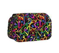 HAHAFU Gay Pride Rainbow Flip-Top Double-Layer Pencil Case,Large Capacity (Holds 50 Pens/Pencis),Full-Print Durable Polyester School Office Supplies