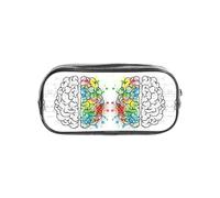 HAHAFU Geometry Brain Image with Science Clear PVC Pencil Case,Transparent Makeup Bag for School,Office,Travel Gym Accessories Organizer (Full Print Front Panel)