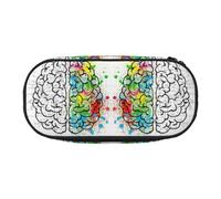 HAHAFU Geometry Brain Image with Science Double Zipper Pencil Case Makeup Bag,Large Capacity Crush-Resistant Polyester Organizer for School Office Travel
