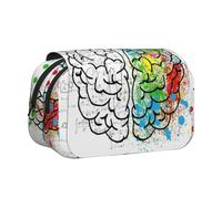 HAHAFU Geometry Brain Image with Science Flip-Top Double-Layer Pencil Case,Large Capacity (Holds 50 Pens/Pencis),Full-Print Durable Polyester School Office Supplies
