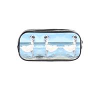 HAHAFU Girl On A Windy Beach Clear Pencil Case with Full Print On Front Panel,Transparent PVC Pouch, Lightweight Wear-Resistant, Zipper Closure for School, Office, Travel