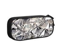HAHAFU Glitter Abstract Diamond Crystal Pattern Double Layer Large Capacity Pencil Case,Print Oxford-Cloth Pencil Pouch with Multiple Compartments
