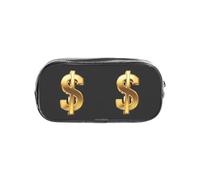 HAHAFU Gold Dollar Sign Clear Pencil Case with Full Print On Front Panel,Transparent PVC Pouch, Lightweight Wear-Resistant, Zipper Closure for School, Office, Travel