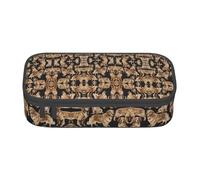 HAHAFU Golden Retrievers Durable Large Capacity Pencil Case with Multiple Compartments,Print Water-Resistant Polyester School Supplies Organizer (Square Design)