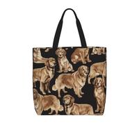 HAHAFU Golden Retrievers Multiprint Durable Water-Resistant Polyester Tote Shoulder Bag-Lightweight Casual Daypack For Shopping,School, Office Daily Use
