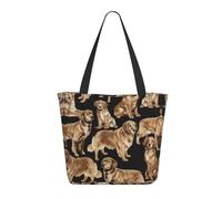 HAHAFU Golden Retrievers Women'S Large Shopping Tote Bag, Lightweight Durable Polyester Tote With All-Over Print,Foam Padded For Protection
