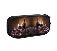 HAHAFU Grape Wine Double Layer Large Capacity Pencil Case,Print Oxford-Cloth Pencil Pouch with Multiple Compartments