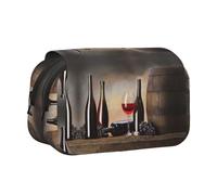 HAHAFU Grape Wine Flip-Top Double-Layer Pencil Case,Large Capacity (Holds 50 Pens/Pencis),Full-Print Durable Polyester School Office Supplies