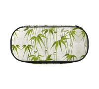 HAHAFU Green Bamboo Nature Plant Double Zipper Pencil Case Makeup Bag,Large Capacity Crush-Resistant Polyester Organizer for School Office Travel