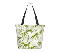 HAHAFU Green Bamboo Nature Plant Women'S Large Shopping Tote Bag, Lightweight Durable Polyester Tote With All-Over Print,Foam Padded For Protection