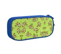 HAHAFU Green Clever Monkey Double Layer Large Capacity Pencil Case, Full Print Oxford-Cloth Pencil Pouch with Multiple Compartments,Customizable Smooth Zipper Stationery Bag