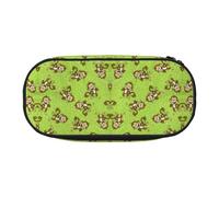 HAHAFU Green Clever Monkey Double Zipper Pencil Case Makeup Bag,Large Capacity Crush-Resistant Polyester OrganizerFor School Office Travel
