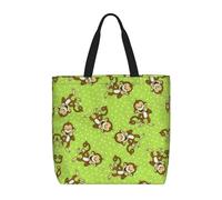 HAHAFU Green Clever Monkey Multiprint Durable Water-Resistant Polyester Tote Shoulder Bag-Lightweight Casual Daypack For Shopping,School, Office Daily Use