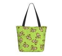 HAHAFU Green Clever Monkey Women'S Large Shopping Tote Bag, Lightweight Durable Polyester Tote With All-Over Print,Foam Padded For Protection