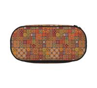 HAHAFU Group of Moroccan Geometric Double Zipper Pencil Case Makeup Bag,Large Capacity Crush-Resistant Polyester OrganizerFor School Office Travel