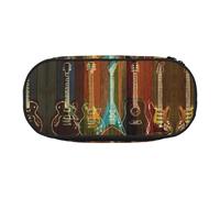HAHAFU Guitars Art Double Zipper Pencil Case Makeup Bag,Large Capacity Crush-Resistant Polyester Organizer for School Office Travel
