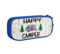 HAHAFU Happy Camper Double Layer Large Capacity Pencil Case, Full Print Oxford-Cloth Pencil Pouch with Multiple Compartments,Customizable Smooth Zipper Stationery Bag