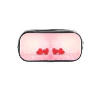 HAHAFU Heart Clear Pencil Case with Full Print On Front Panel,Transparent PVC Pouch, Lightweight Wear-Resistant, Zipper Closure for School, Office, Travel