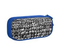 HAHAFU Horrible Dark Skulls Flowers Pattern Double Layer Large Capacity Pencil Case, Full Print Oxford-Cloth Pencil Pouch with Multiple Compartments,Customizable Smooth Zipper Stationery Bag