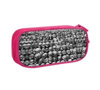 HAHAFU Horrible Dark Skulls Flowers Pattern Double Layer Large Capacity Pencil Case, Full Print Oxford-Cloth Pencil Pouch with Multiple Compartments,Customizable Smooth Zipper Stationery Bag