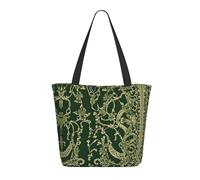 HAHAFU Hunter Green Floral Petals Pattern Women'S Large Shopping Tote Bag, Lightweight Durable Polyester Tote With All-Over Print,Foam Padded For Protection