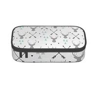 HAHAFU Hunting Arrows Triangles Deer Durable Large Capacity Pencil Case with Multiple Compartments,Print Water-Resistant Polyester School Supplies Organizer (Square Design)