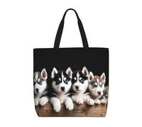 HAHAFU Husky Puppies Dogs Multiprint Durable Water-Resistant Polyester Tote Shoulder Bag-Lightweight Casual Daypack For Shopping,School, Office Daily Use