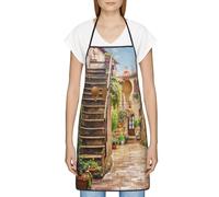 HAHAFU Italian Street Chef Apron For Women Men,Print Polyester Work Cooking Aprons With Adjustable Strap And Large Pocket